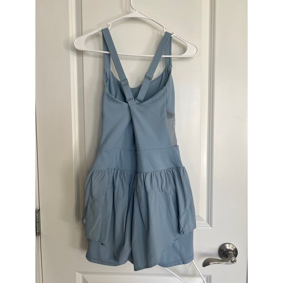 Popflex Blogilates Runsie Running Romper with Pockets and mesh in Blue Storm, M - Picture 5 of 12